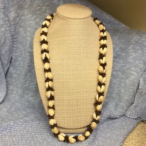 Hawaiian style beach shells apple seed  necklace